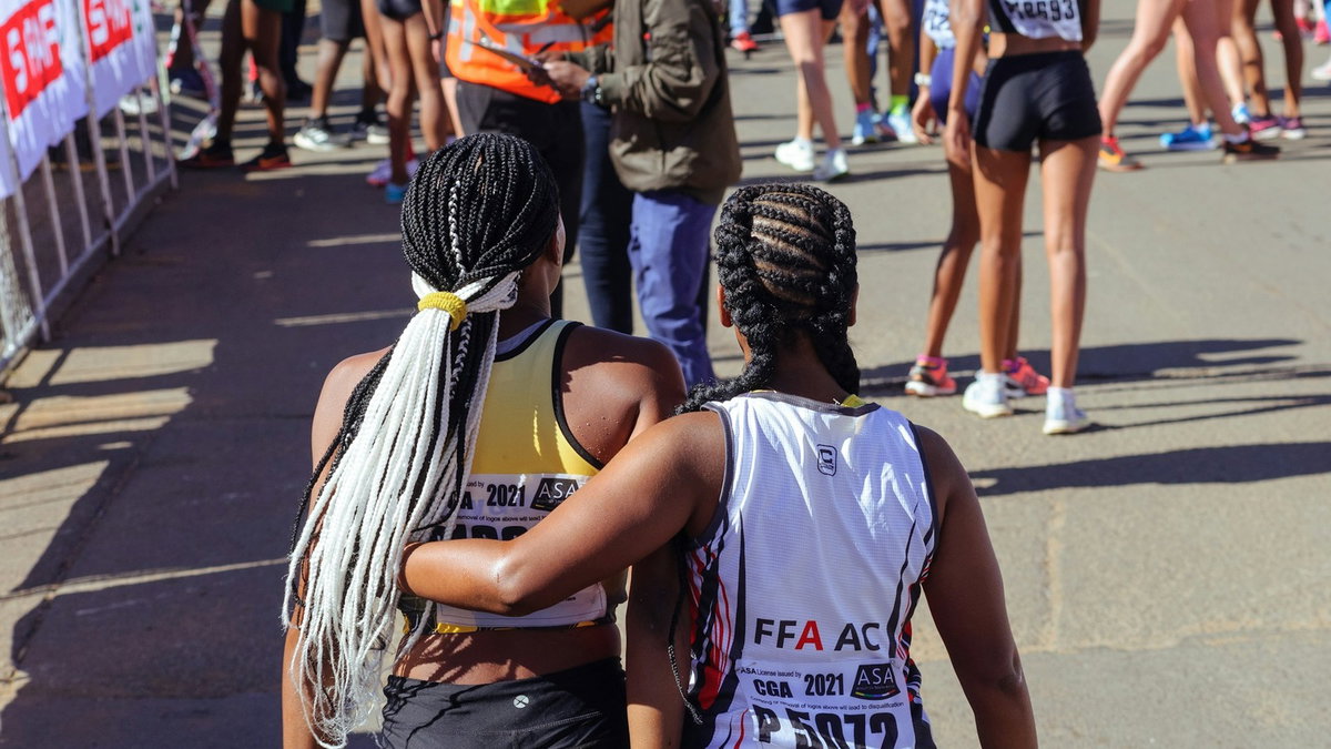 Athletes and spectators gathered at a sports event