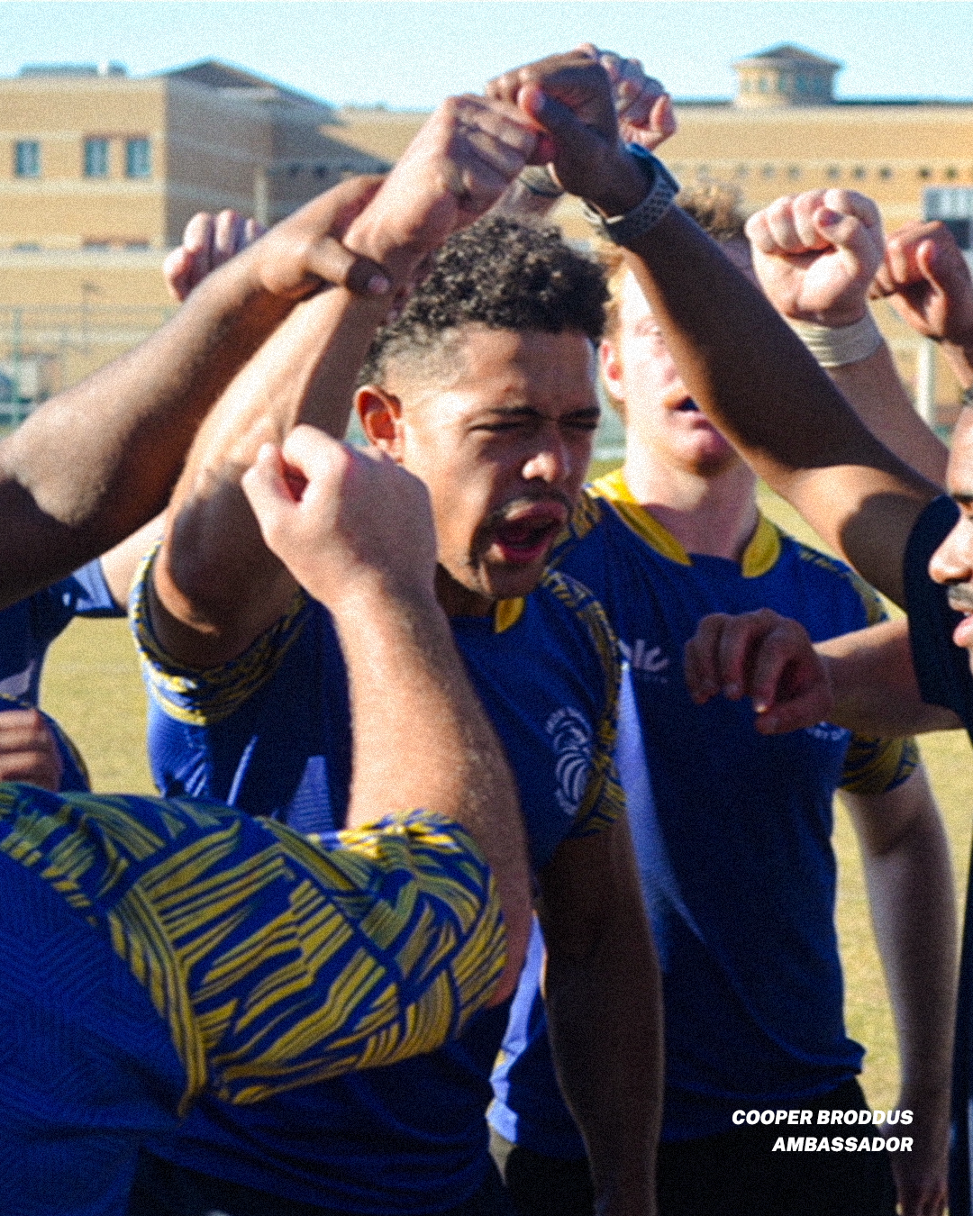 Cooper Broddus team huddle graphic about support and unity
