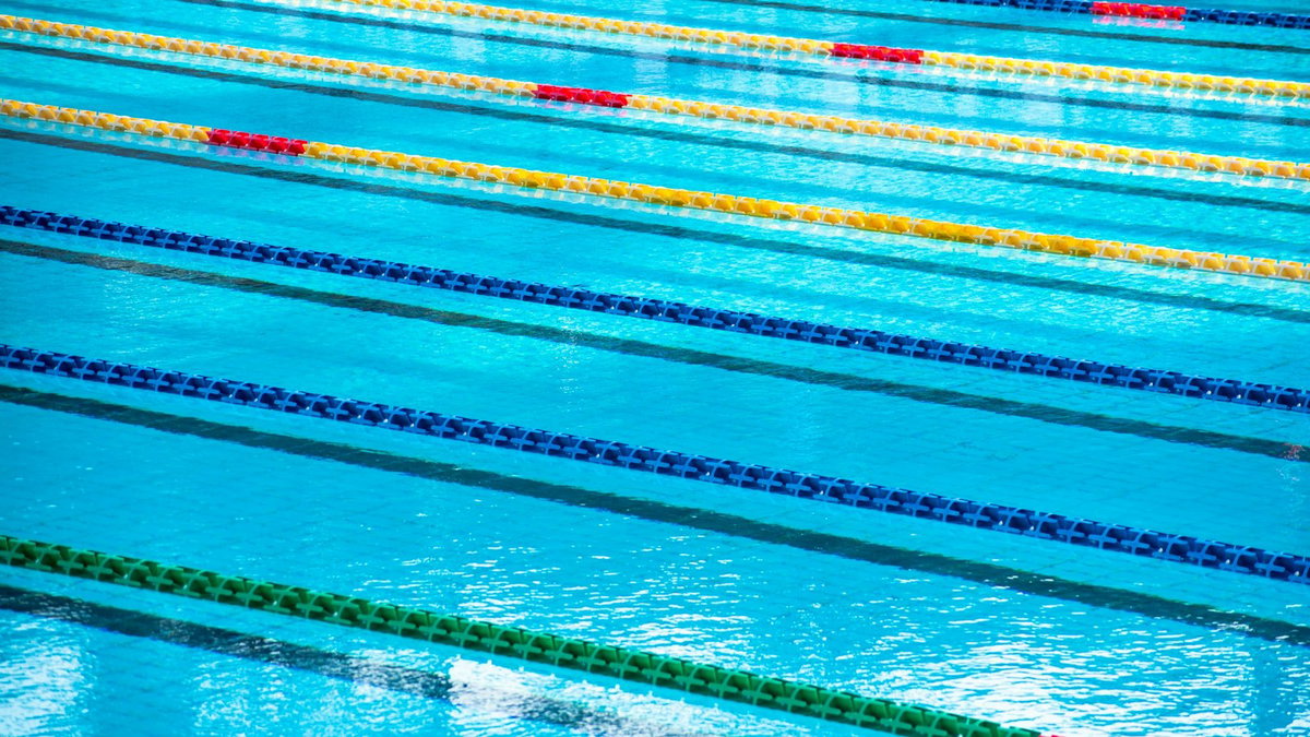 Empty swimming pool lanes after training